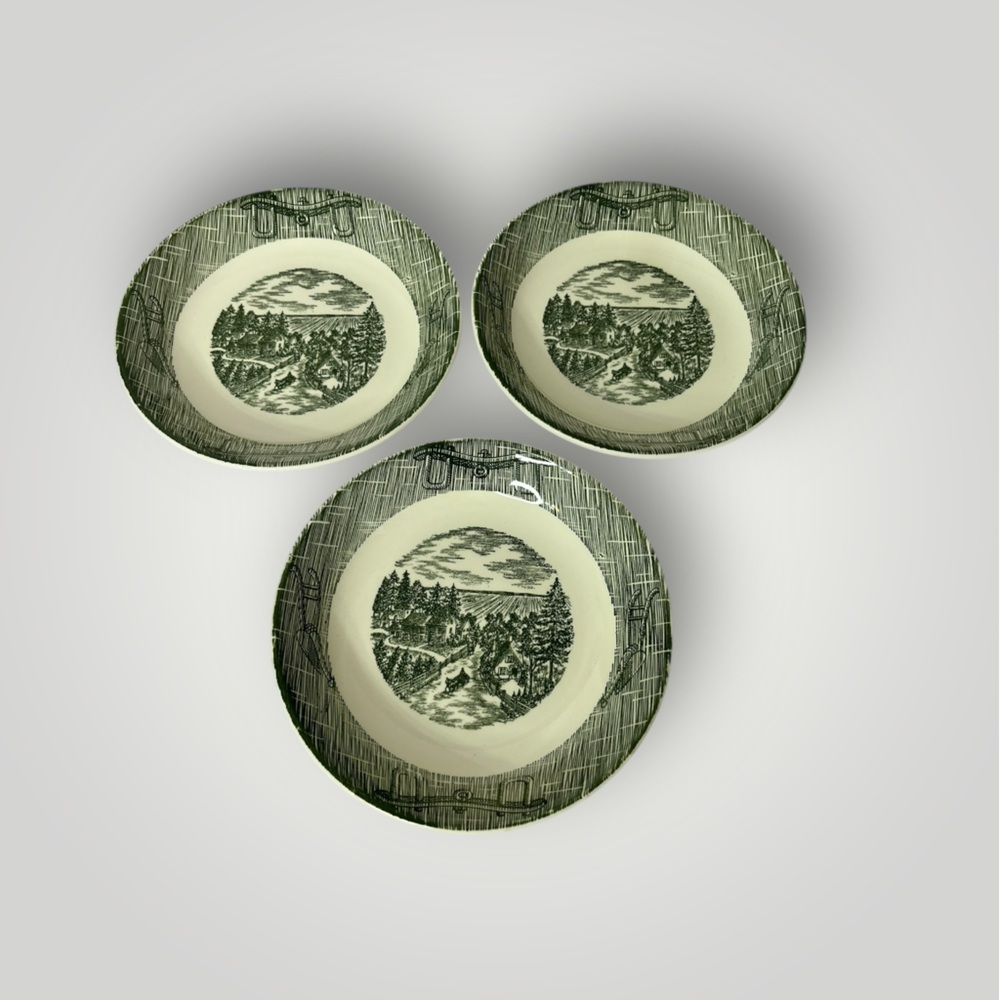 Royal USA RYL112 Coupe Soup Bowl 7 1/2" Diameter Green Design Farm‎ Set of 3
